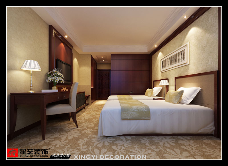 金域酒店之双人房标准间卧室设计效果