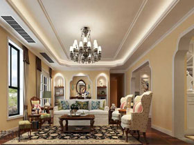 嘉和城蒙特利岛170平美式风格客厅设计效果
