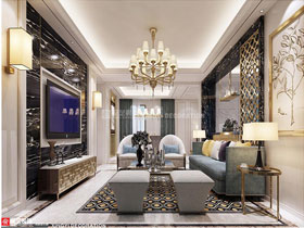 君耀香港园130平现代简约客厅设计效果图