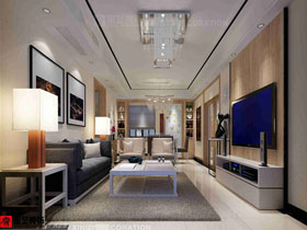 广源国际社区140平现代简约客厅设计效果图