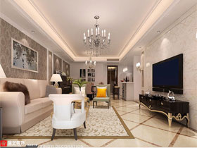 凯悦国际142平欧式风格客厅设计效果