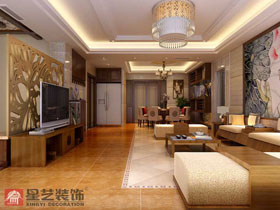 凯悦国际170平中式风格客厅设计效果