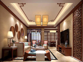 翡翠园璇月轩160平中式客厅设计效果图