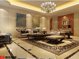 普罗旺斯蓝钻墅300平美式客厅设计效果