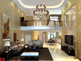 昌泰东盟园200平复式楼欧式客厅设计效果