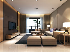 海华东盟公馆146平现代简约客厅装修设计效果图