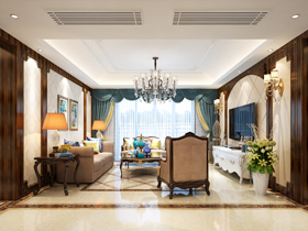 中海国际社区125平欧式客厅装修设计效果图