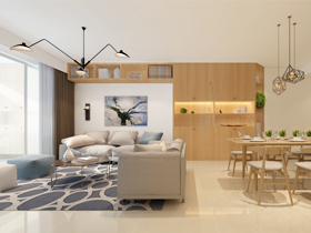 凤岭新新家园100平现代简约客厅装修设计效果图
